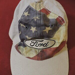 ONE Ford American flag ballcap hat cream tan baseball cap men's muscle